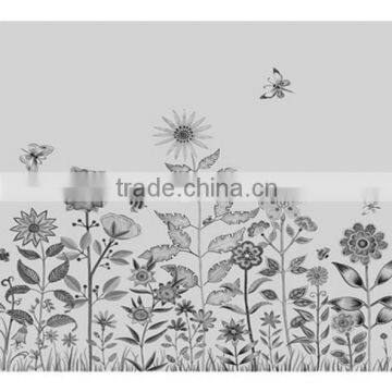 discount printed special effect wall paper, lovely bold floral wallcovering for children , paintable wall mural corparation