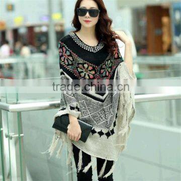 Wholesale knit sweater poncho towel for adults poncho wool
