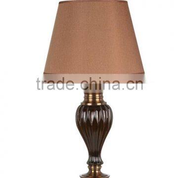 American style metal table lamp with ribbed glass part