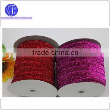 Hot sale red purple Sparkle Glitter Velvet Ribbon 10mm Headband Clips Bow Decoration                        
                                                Quality Choice