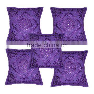 Indian Decor Handmade Cotton Cushion Cover Pillow Cover Mirror Work Cushion Covers