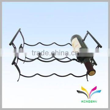 China Manufacturer High Quality Hot Sale Fancy Beautiful Display Rack Antique Red Wine Metal Wire Curved Glass Shelf photo-3