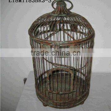 Rustic outdoor wrought iron ornamental bird cage
