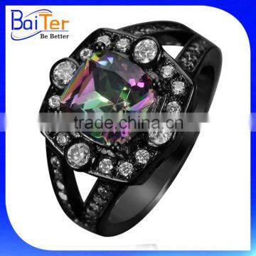 AAA Cubic Zirconia Black Plated Brass/925 Silver Finger Ring for Christmas photo-3