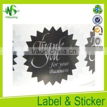 Gear round Thank you label sticker paper label black label