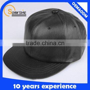 China High Quality Plain Custom Blank Snapback Cap With Leather Brim Wholesale