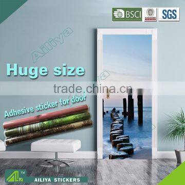 Customized unique cheap waterproof easy peel self adhesive door decoration wall paper