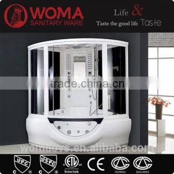 Sector Tray Shape square indoor corner steam shower room with whrilpool massage