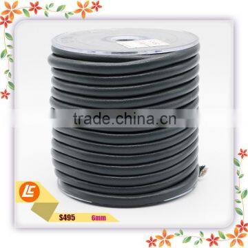 Black Exquisite 6mm Nappa Sheepskin Leather Cords in Delicated Stitching photo-2