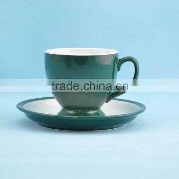 Hihg quality gree color coffee cup and saucer