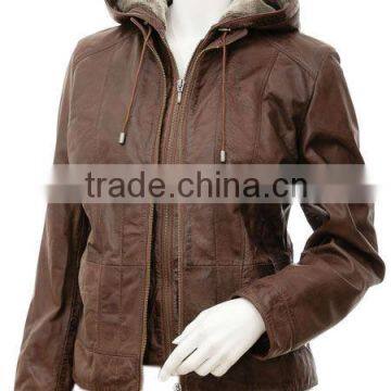 ladies Leather Jacket in Brown