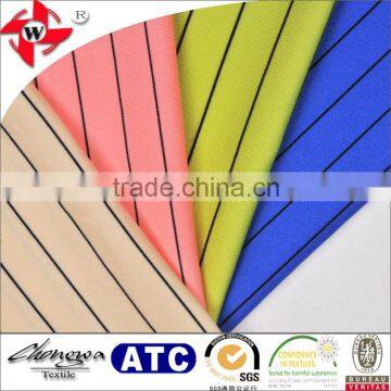 Black Stripe Yarn Dyed Nylon Polyester Melange Jersey Stretch Fabric