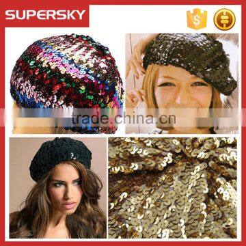 A-1537 Fashion Sparkle Sequin Beret Hat Lady Sparkly Hat Beanie Women Shining Sequin Beret Hat