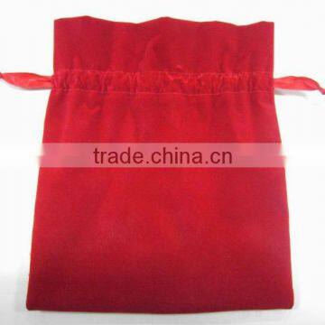 HOT SALE Red Velvet Drawstring Gift Bag, Wine Bottle Wrapping Bag