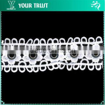 White Polyester Lace Rhodium Flat 17MM Metal Grommet Eyelet Trimming photo-5