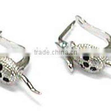 Cute metal silver mouse with crystal earrings ,Customized Colors or LOGO and OEM design accept