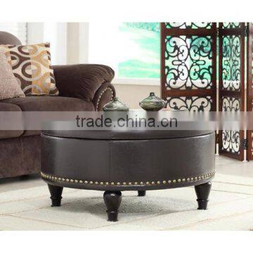 Black PU Round Ottoman OT-798