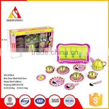 Newest lovely cute teapot pink flowers kids kitchen set