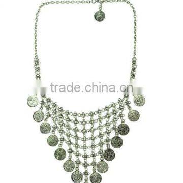 New Gypsy Boho Ethnic Silver Plated Alloy Coin Tassel Charm Necklace photo-4