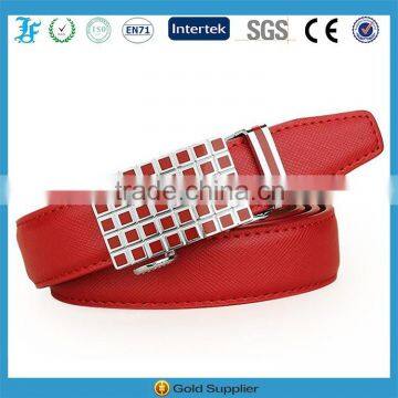 red square lattice decorate buckle leather belt for women