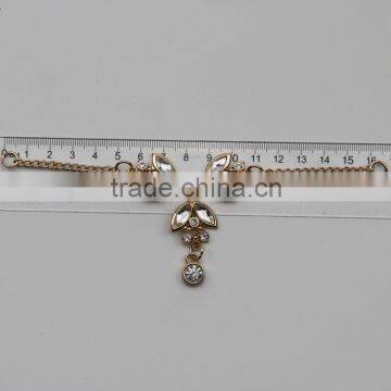 Gold Decoration Crystal And Glass Ornament Chain For Clothing
