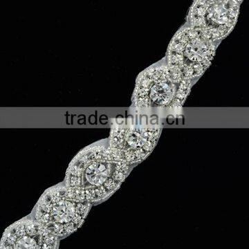 silver handmade diy craft iron on rhinestone trim chain banding