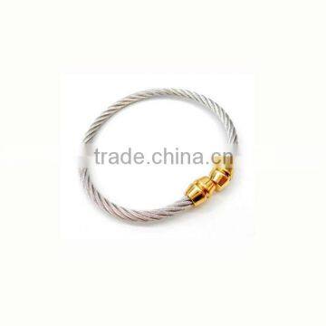 Fit for all sizes fashion gold locks wholesale wire cuff bangle expandable wire bangle stainless steel cable wire bangle LB8120