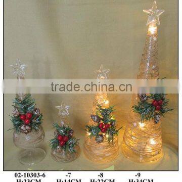 Hand Painted Clear LED Light Christmas Tree with Strings and Star Top