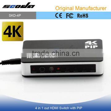 Full HD 1080P 4x1 HDMI Switch 4 Port HDMI Splitter Switcher Support HDMI 3D 4K*2K Picture in Picture Remote Control