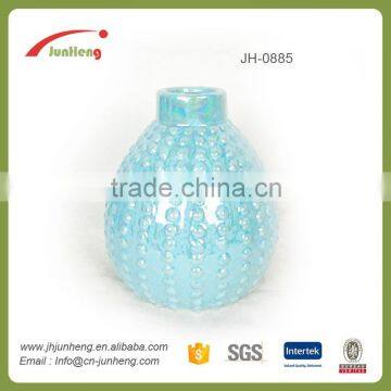 home & garden embossed glazed blue wholesale ceramic rattan floor vases