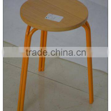 metal three legs frame with printing wood top stool