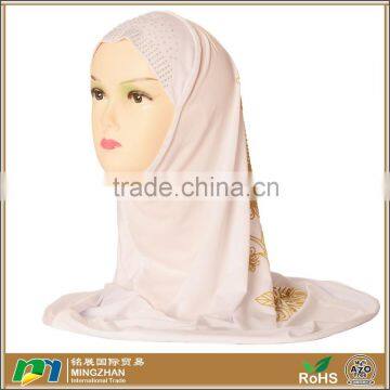 Muslim Women Classy White Printed Viscose Hijab Scarf Plain
