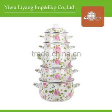 806D Full Decal Enamel Casserole 5PCS Enamel Pot Set