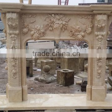 Villa and hotel lobby yellow flower marble frieplace surround