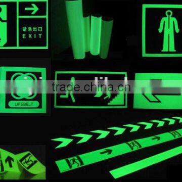 Fluoresent Glow in the dark PVC sticker for warning safety signs