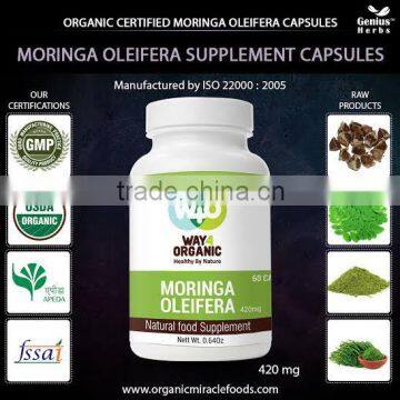 100% Energetic Moringa Oleifera 420 mg Capaules for Bulk Suppliers