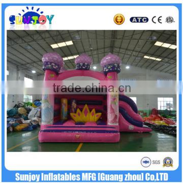 2016 new design gaint Inflatable pink snow white combo castle Combo with slide for Sale outdoors