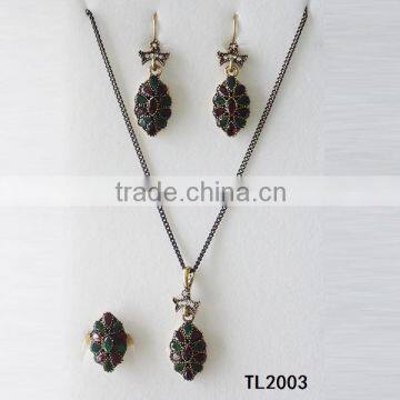 New turkish jewelry emerald stone prices gold plated jewelry set