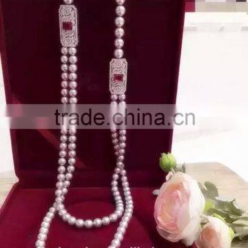 elegant long beaded pearl necklace