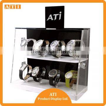 Durable black watch two small acrylic watch display showcase