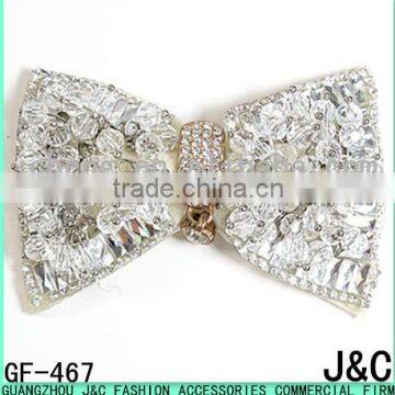 2016 new crystal Color Glass Stone Decorated Shoe Bow for flats