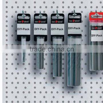 PP Plastic Round or Rectangular Packaging Tubes for Drills With Hanging Clip Plug Closure DIY Pack