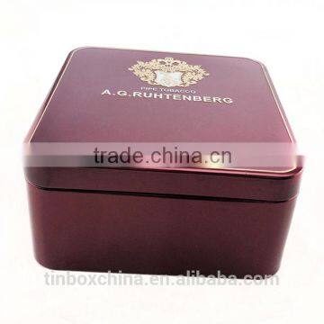 top quality metallic hinged metal square cake favor box