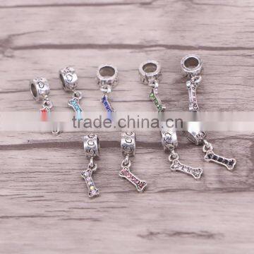 Dog Bone Dangle Bead Fits European Style Charm Bracelets & Necklaces