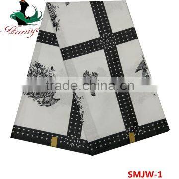 Black and white Real wax fabric African printed Jave wax fabric SMJW-1 High quality