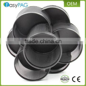 China Factory Made Desktop Fancy Custom Rotating Metal Mesh Pen Holder
