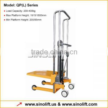 QP(L) Manual Mini Fork Stacker with Quick Lifting and Traceless Slient Wheel