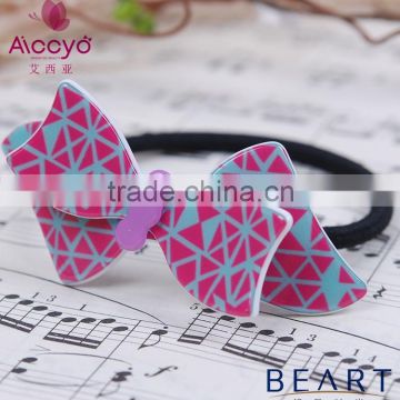 Kids plastic hair tie acrylic acetate hair scrunchie accessories glitter butterfly elastic hair rubber band