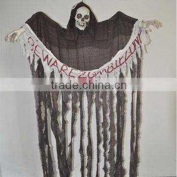 hanging light up ghost curtain with halloween banner for home decoration