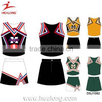 Short Sleeve Full Sublimation Wholesale Sexy Custom Cheerleading Uniform